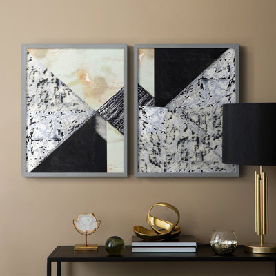 «Tiles & Texture Abstract Angles I», reproduction encadrée de qualité supérieure - prête à être accrochée - aucun clou requis - aucun clou requis