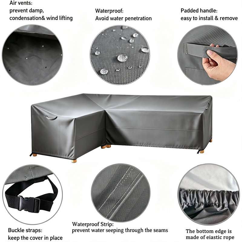 Waterproof Patio Sectional Sofa Cover, 31" H x 104" W x 83" D