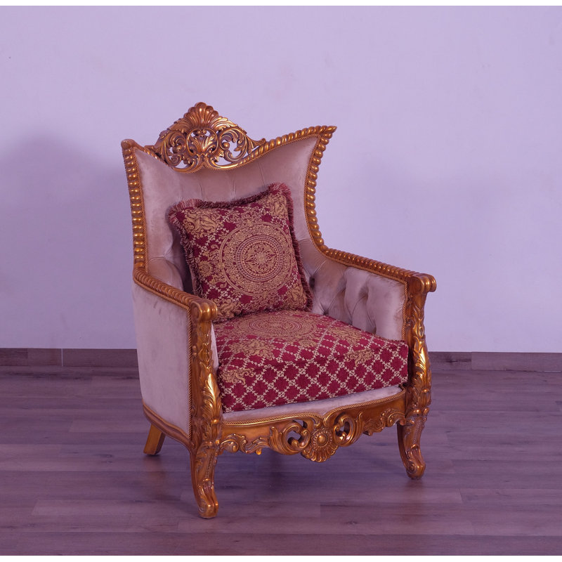 Fauteuil de 41 po de largeur Modigliani, Rouge / Bourgogne / Or