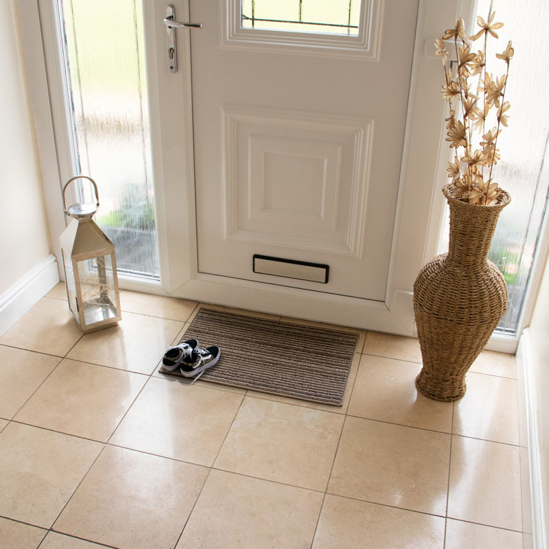 Non-Slip Striped Indoor Doormat, Beige, Rectangle W40 x L60 cm