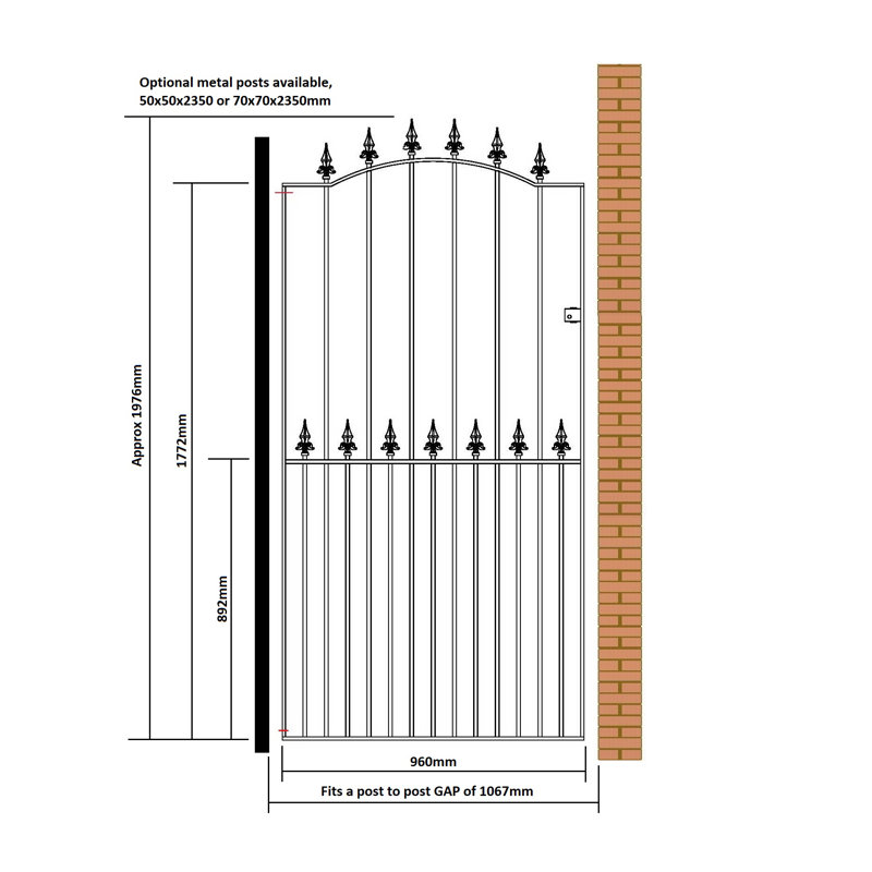Pinkley 198 cm H Gate Fencing, 107cm W X 198cm H