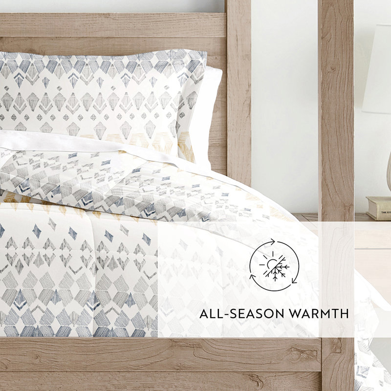 Comforter Set Patterned Microfiber All Season Down-Alternative Ultra Soft Bedding in Mayan Stamp