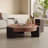 Modern 2-Piece Round Coffee Table Set, 36.6" Walnut & Tea Glass Nesting Tables with Geometric Base for Living Room