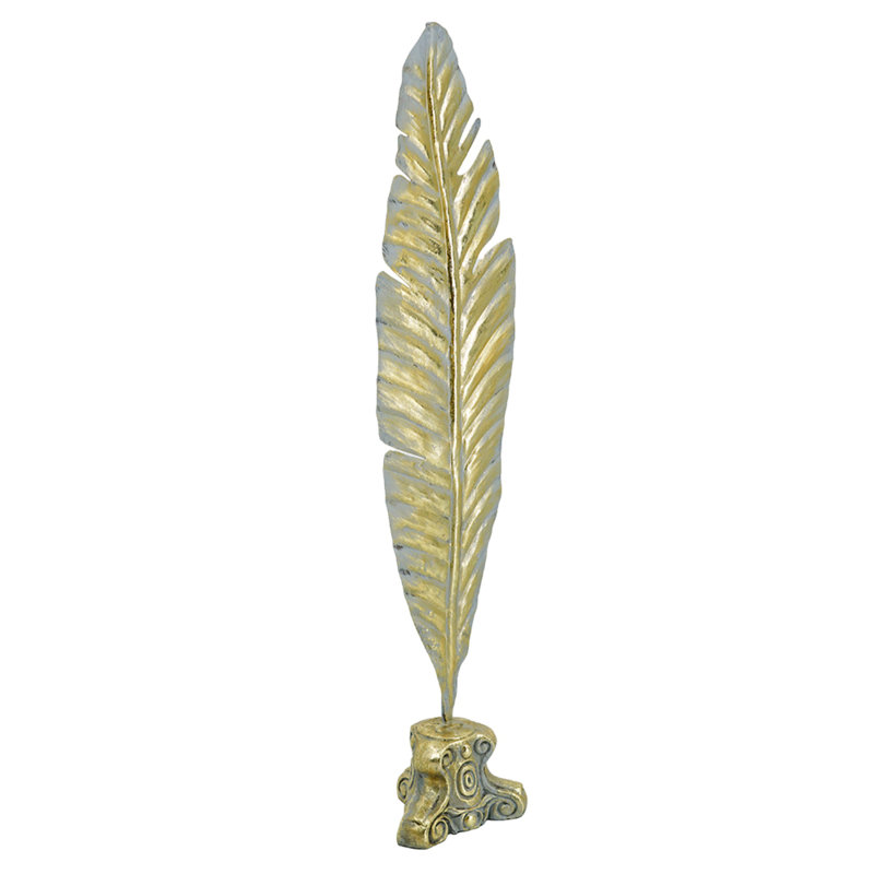 Iron Leaf Statuary - Gold, 26.5" H x 4.5" W x 5" D