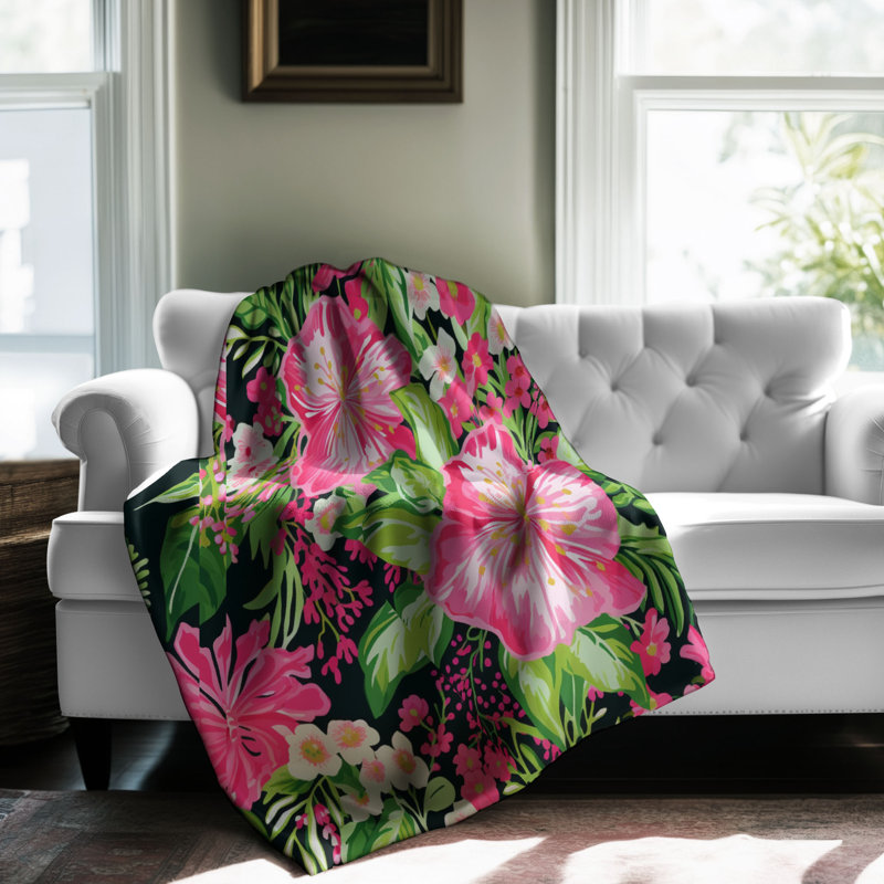 Motif de balise maritime - 1 pièce Sherpa Premium, L 60 po x L 80 po, Art pétale rose BCBG