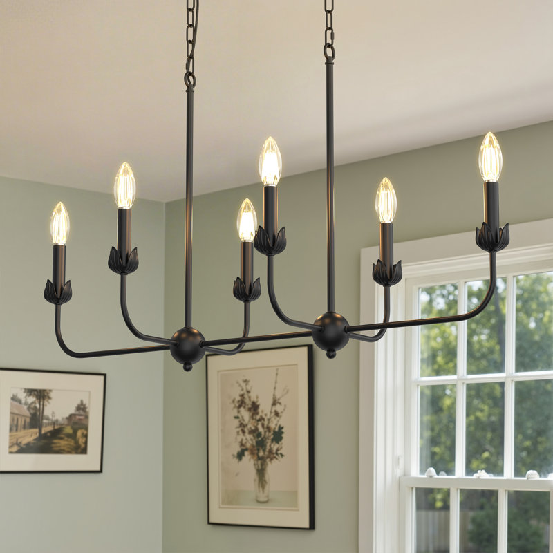 Lustre de salle à manger à 6 lumières de style bougie pour îlot de cuisine