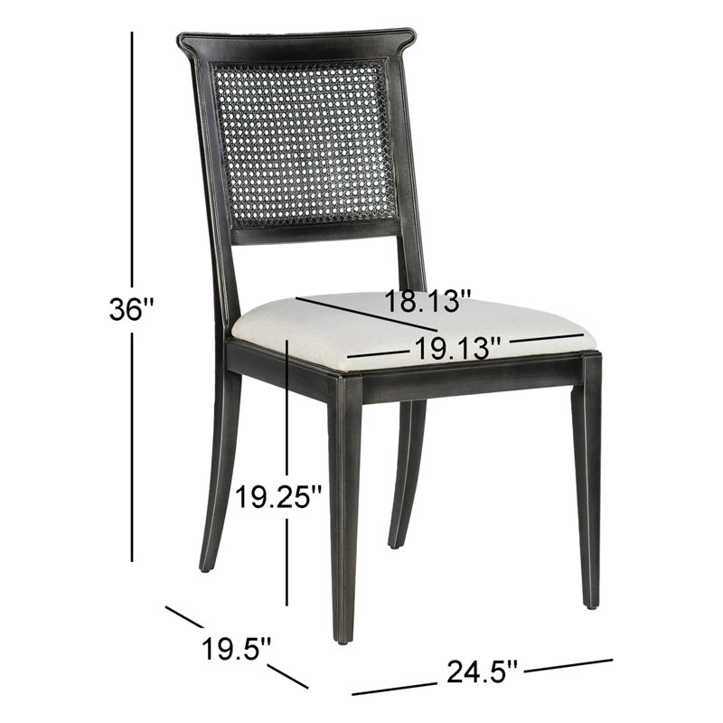 Charleston 19.25'' H Rayon / Viscose Upholstered Cane Back Side Chair, Black