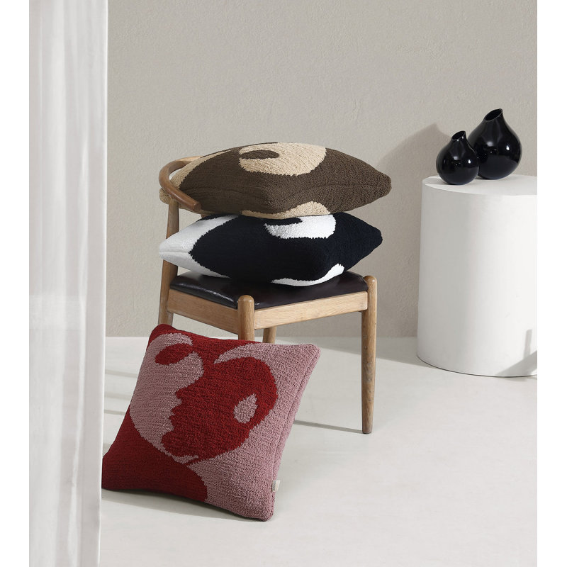 Faces II Square Pillow Cover & Insert, Mocha/Biscotti