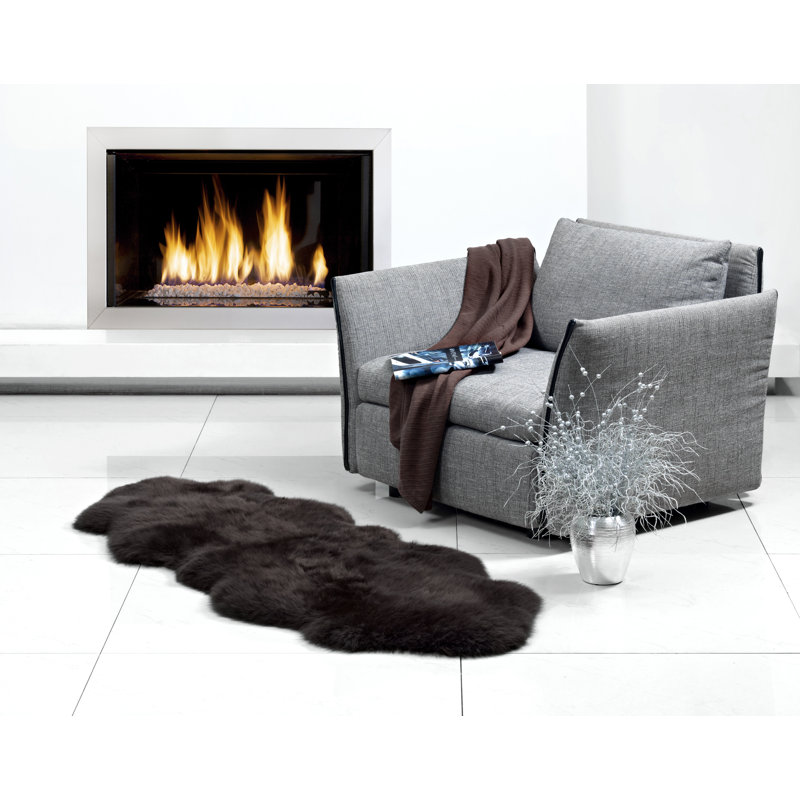  Long Wool Sheepskin Rug 2'x6' – Double Pelt Natural Wool Rug with Plush Texture for Indoor Decor
