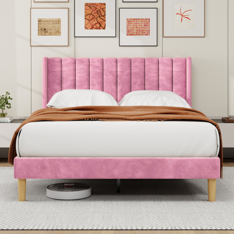 Sutter Upholstered Bed, Queen, Pink