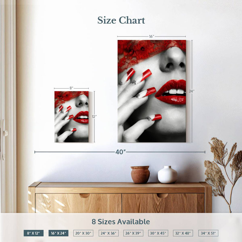 Shuttleworth Red Lips And Nails Pop, 12" H x 8" W