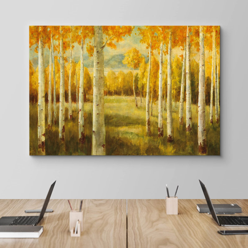Automne automne «Vibrant Yellow Fall Autumn Forest Trees» sur, Toile tendue, H 24 po x l 36 po
