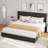 King Bed Frame With Upholstered Headboard, Heavy-Duty Platform Bed Frame With Strong Wood Slats-2128307089-2128307088
