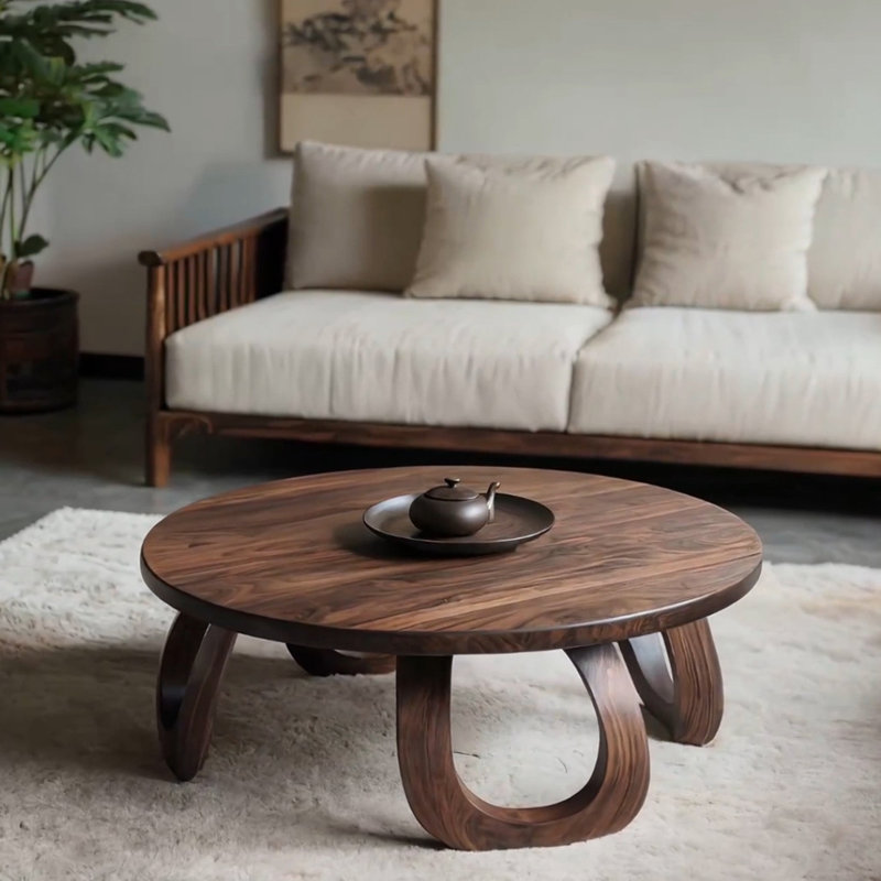 Modern Chinese Walnut Coffee Table, 17.7" H x 35.4" L x 35.4" W