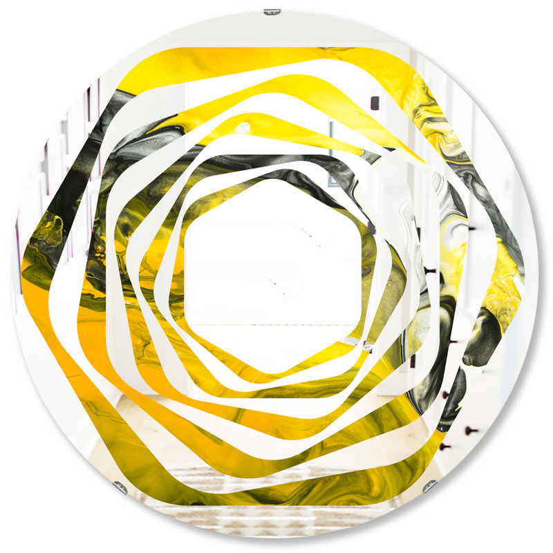 Miroir mural Quatrefoil Glam, H 31,5 po x l 31,5 po, Tourbillon marbré V