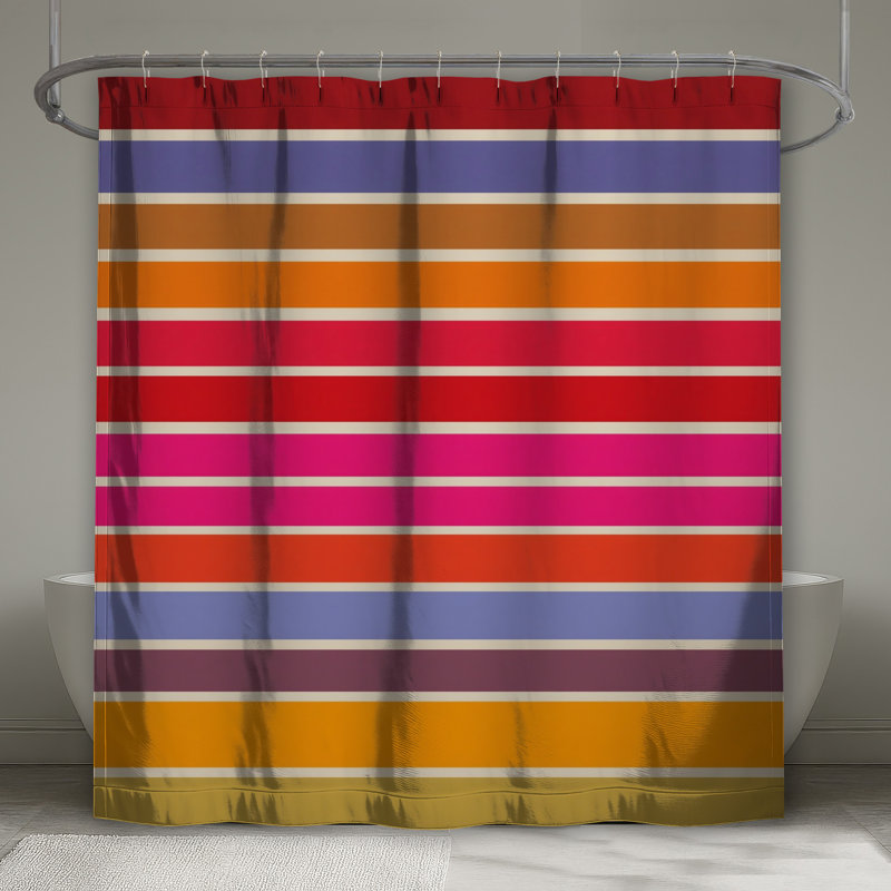 Rideaux de douche colorés à rayures horizontales très longues, L 70 po x H 72 po