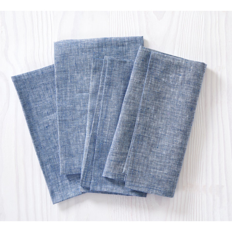 100% Pure Linen Dinner Napkins - Athena, Chambray Indigo