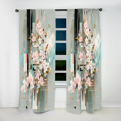 Ginjiro - Rideau obscurcissant floral cerise - 1 panneau