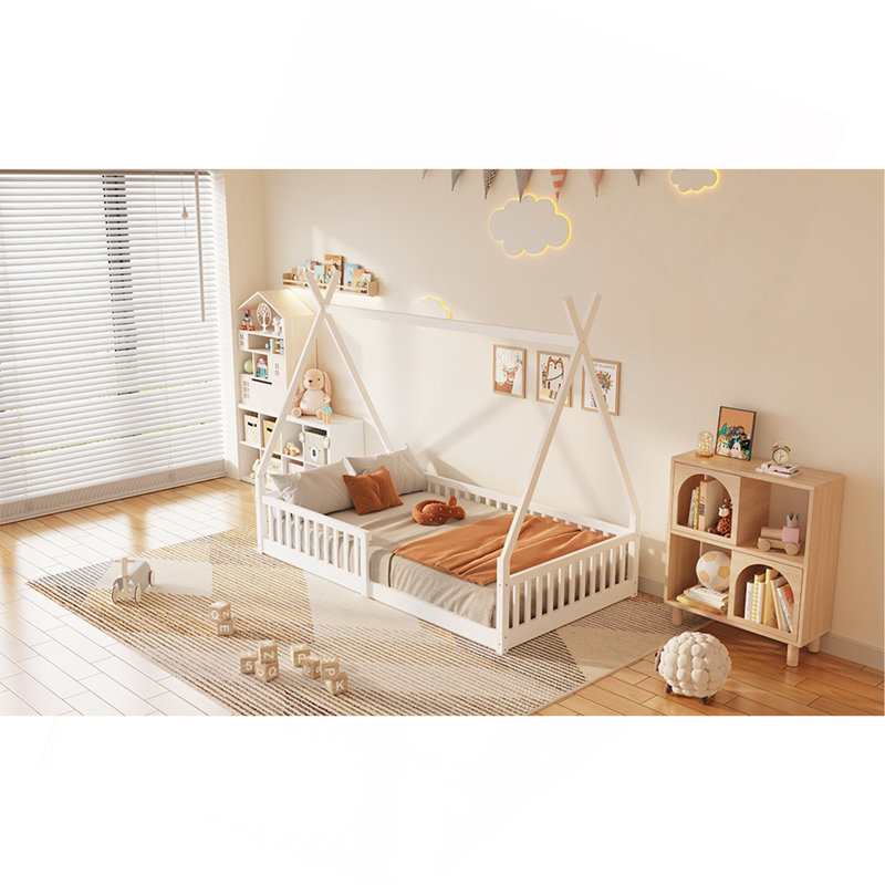 Lit de jeu Adonnis Kids Montessori, Lit simple, Blanc 1