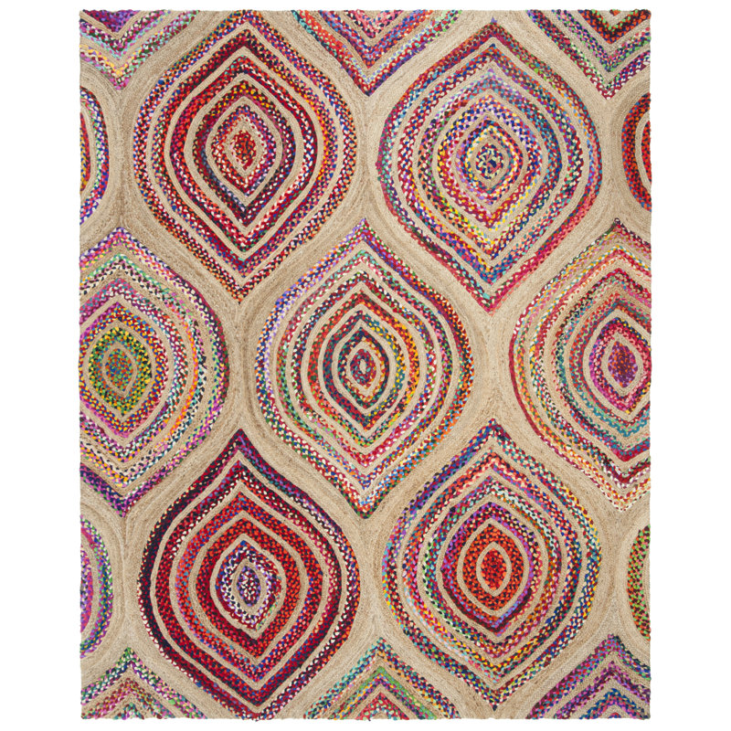 Tapis géométrique en jute / chindi tissé à la main Abhay, Rectangle 5 pi x 8 pi