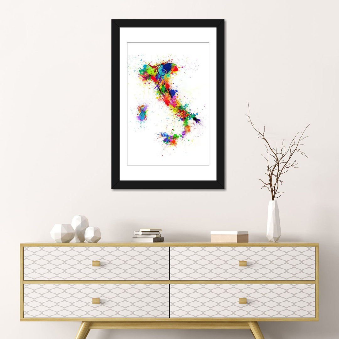 " Map Of Italy Paint Splashes II " by Michael Tompsett East Urban Home Mat 