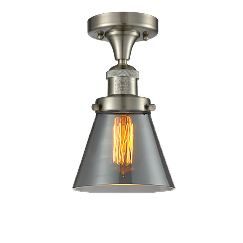 Glass Semi Flush Mount, Satin Gold, Smoked