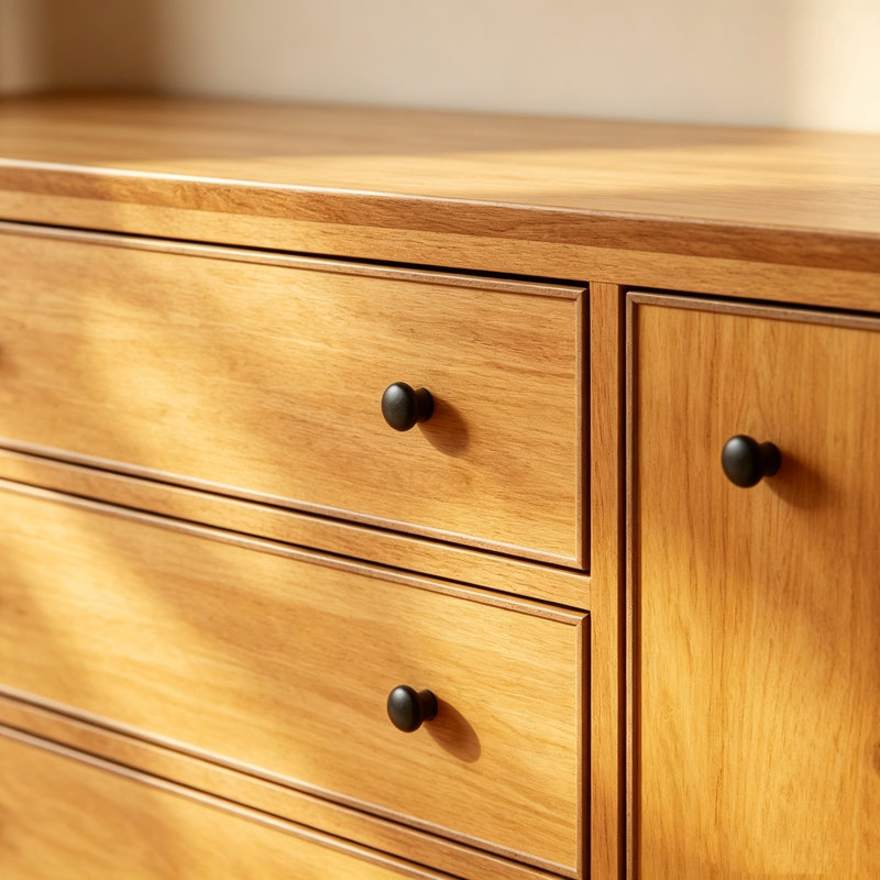 Retro-Style Solid Wood Sideboard