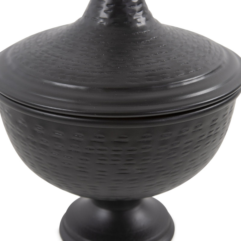 Bhavina Handmade Aluminum Jar, 11" H x 8.25" W x 8.25" D, Black