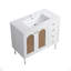 Meuble-lavabo de 36 po avec lavabo en céramique et meuble de rangement en rotin avec deux portes et un tiroir