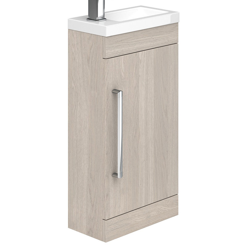 395mm Single Bathroom Vanity with Integrated Ceramic Basin, Light Elm