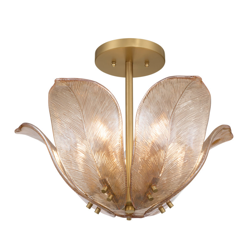 Plafonnier semi-encastré 5 lumières Orchid, Doré