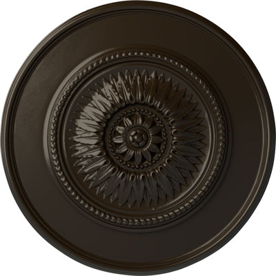 Endurathane Floral Ceiling Medallion, 23 1/2"OD x 2 3/4"P, Hand-Painted Stone Hearth Finish