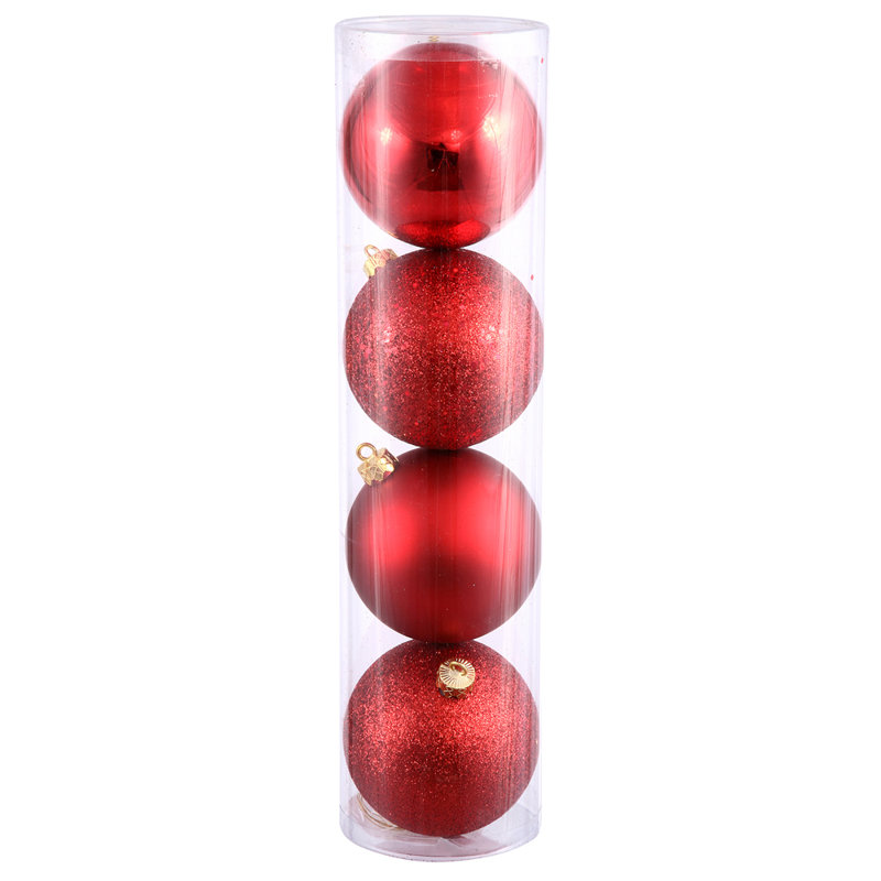 Ensemble d'ornement boule 4 pièces, Rouge, H 10 po x l 10 po x P 10 po