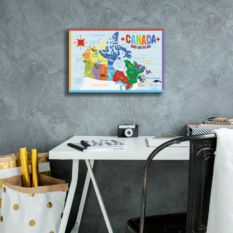 «Canada Map» par Erin Clark, art mural sur toile, H 12 po x l 18 po x P 0,75 po