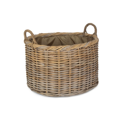 Lugowe Rattan Log Carrier Basket with Lining