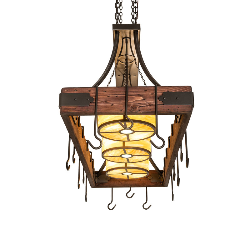 60" Long Steamboat 3 Light Pot Rack