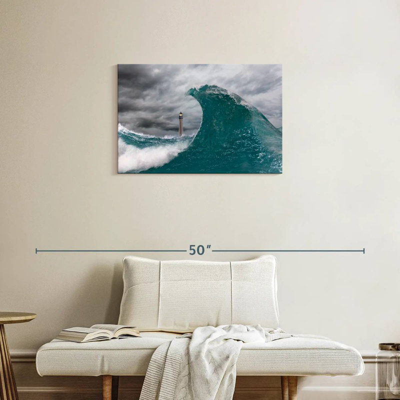 Phare d'Alvord dans la mer orageuse, H 20 po x l 30 po