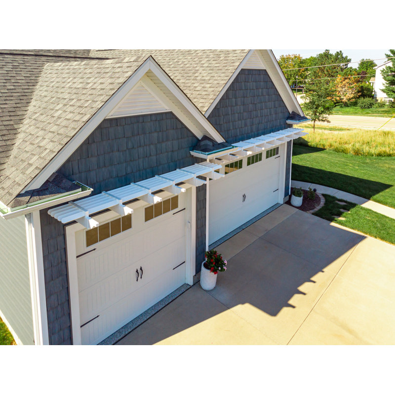 16 ft. White Vinyl Pergola with Flat Canopy