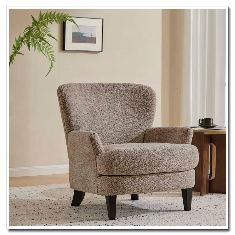 Fauteuil club rembourré Boucle, Marron clair