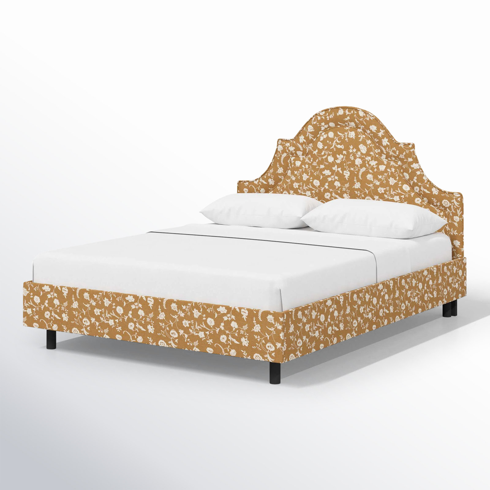 Knipe Upholstered Scalloped Bed, Queen, Prep Stripe Blue