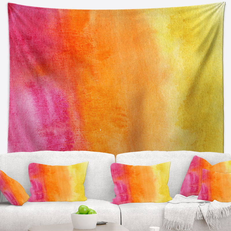 Abstrait violet jaune meet orange tapisserie, H 32 po x l 39 po