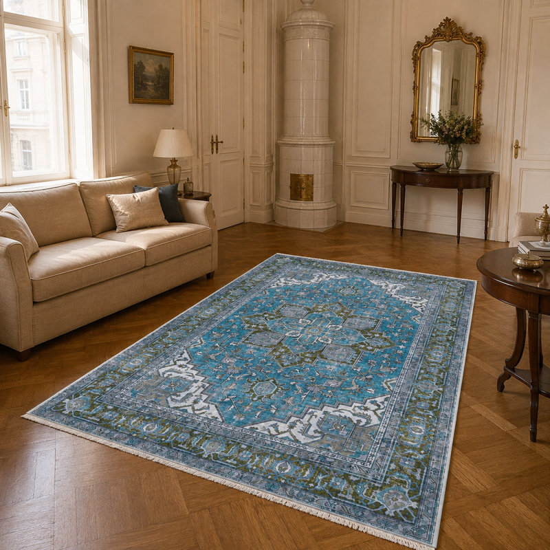 Floral Cotton and Chenille Flatweave Area Rug, 200 cm round