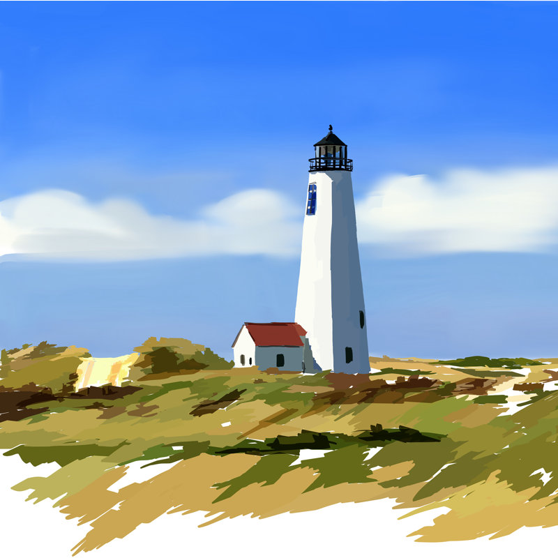 Lighthouse Scene IV by Emily Kalina - Wrapped Canvas Painting, 30cm H x 30cm W