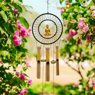 Spiritual Buddha Dream Catcher Wind Chime – Decorative Beautiful Wall Art to Enhance Home Atmosphere & Sweet Dreams