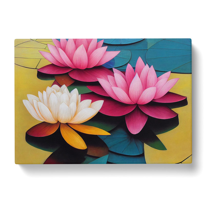 Astounding Lotus Flowers - Wrapped Canvas, 40cm H x 60cm W x 3cm D