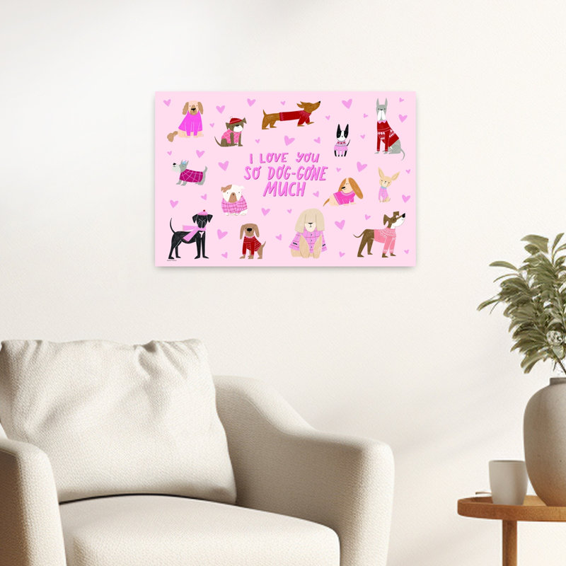 «I Love You So Dog-Gone Many Whimsical Contemporary», reproduction d'art mural, H 16 po x l 24 po
