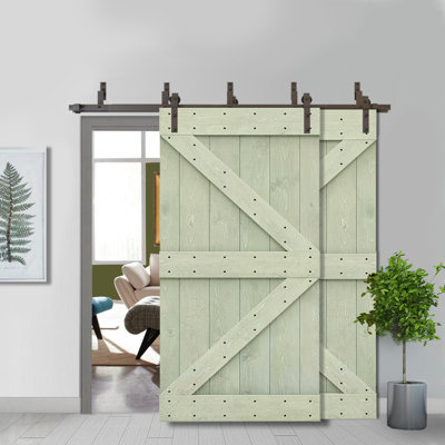 Porte de grange double à panneaux en bois teinté K Series