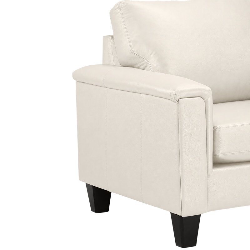 Fauteuil en cuir fleur 37 po Benson, Cuir véritable crème