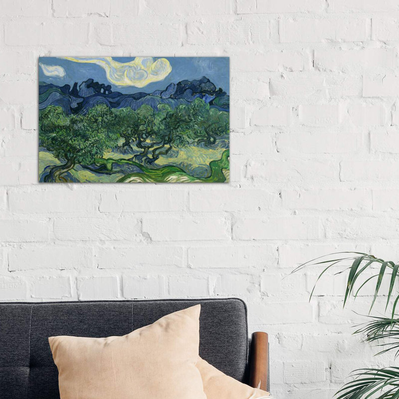 Olive Trees With The Alpilles In The Background by Vincent Van Gogh - Painting on Canvas, 66.04 cm H x 45.72 cm W