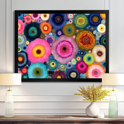 «Vibrant Flower Wall Horizon», art abstrait sur toile, art abstrait rose
